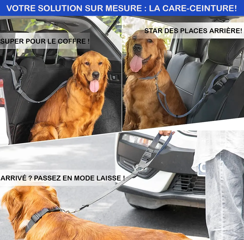 Justerbar hundesele til bilen, sikker, komfortabel; grå sele, fastgøres til bilens sikkerhedssele og blødt materiale.