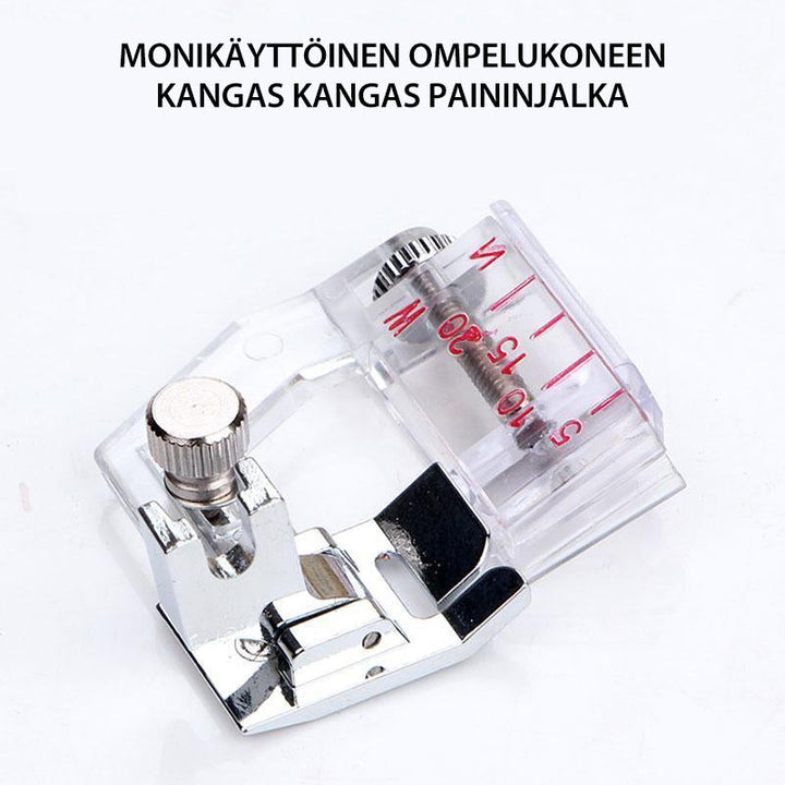 Justerbar bias binder trykfod til symaskine, metal og plastik, justerbar bredde 5mm-20mm, nem installation.