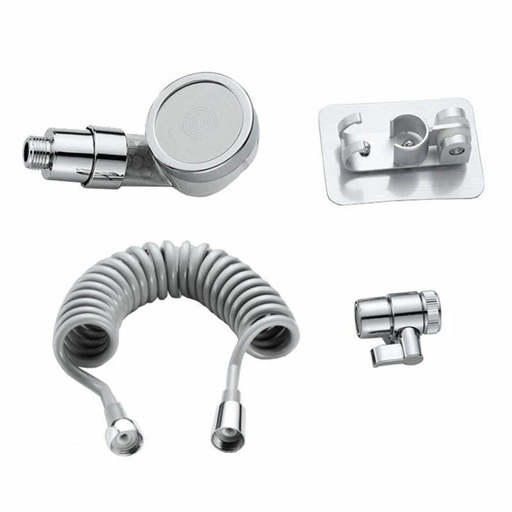 Justerbart armatursæt med sølv kromfinish, ergonomisk, moderne og rustfrit til badeværelset.