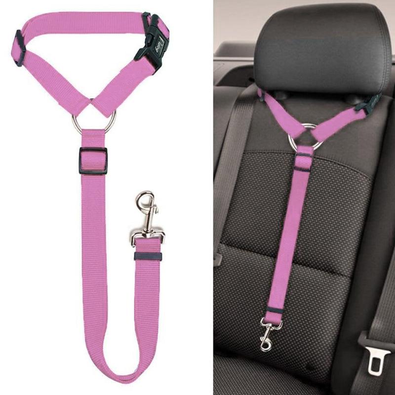 Justerbar hundesele til bilen - Lyserød, sikker til rejser.