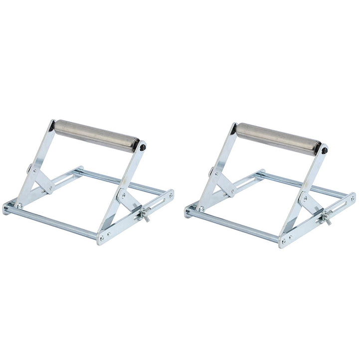 Justerbar skærestativ ramme, rustfrit stål, ergonomisk, sølvfarvet, støttestruktur til værktøjsprojekter.