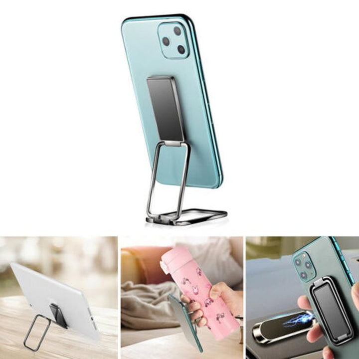 Justerbar metal telefonholder, sort, rosaguld eller sølv, elegant og foldbar, til mænd og kvinder.