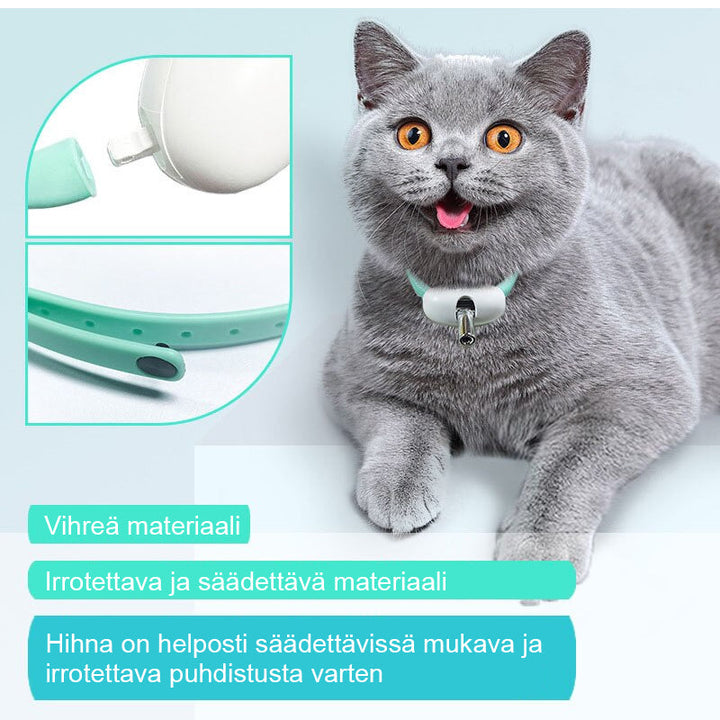 Justerbart neon grønt kattehalsbånd med laserlys, let og behageligt 60g, sikkert TPU-materiale, passer til mange katte.