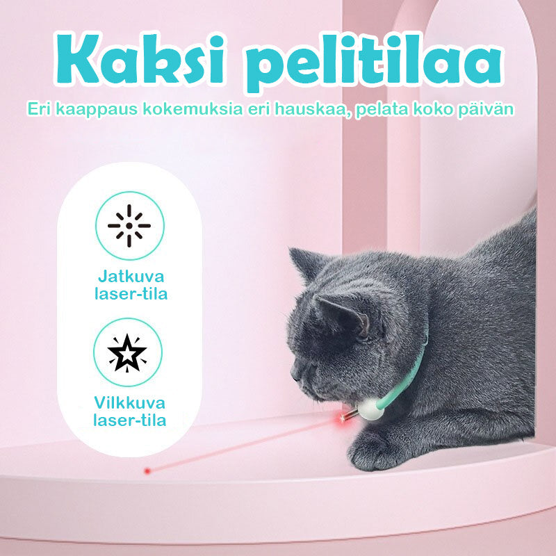 Justerbart neon grønt kattehalsbånd med laserlys, let og behageligt 60g, sikkert TPU-materiale, passer til mange katte.