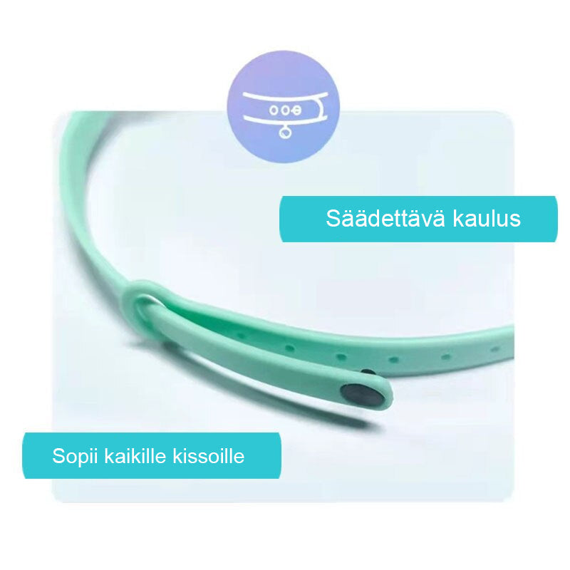 Justerbart neon grønt kattehalsbånd med laserlys, let og behageligt 60g, sikkert TPU-materiale, passer til mange katte.