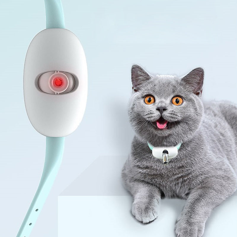 Justerbart neon grønt kattehalsbånd med laserlys, let og behageligt 60g, sikkert TPU-materiale, passer til mange katte.
