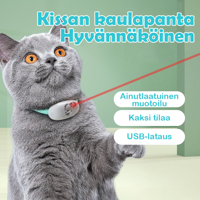 Justerbart neon grønt kattehalsbånd med laserlys, let og behageligt 60g, sikkert TPU-materiale, passer til mange katte.
