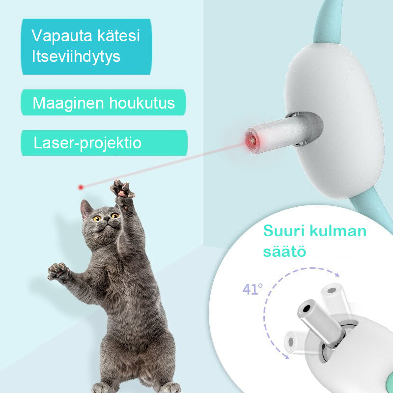 Justerbart neon grønt kattehalsbånd med laserlys, let og behageligt 60g, sikkert TPU-materiale, passer til mange katte.