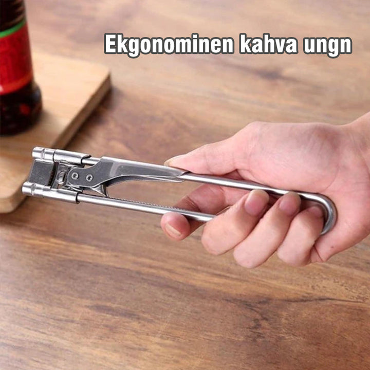 Justerbar dåseåbner i rustfrit stål, sølvfarvet, 19x3,3 cm, ergonomisk og holdbart udseende.