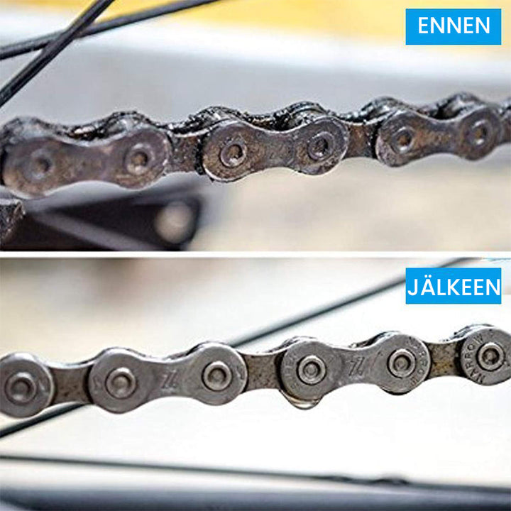 Justerbar blå cykelkænsrens, ergonomisk håndtag, inkluderer børster til effektiv rengøring, kompakt størrelse