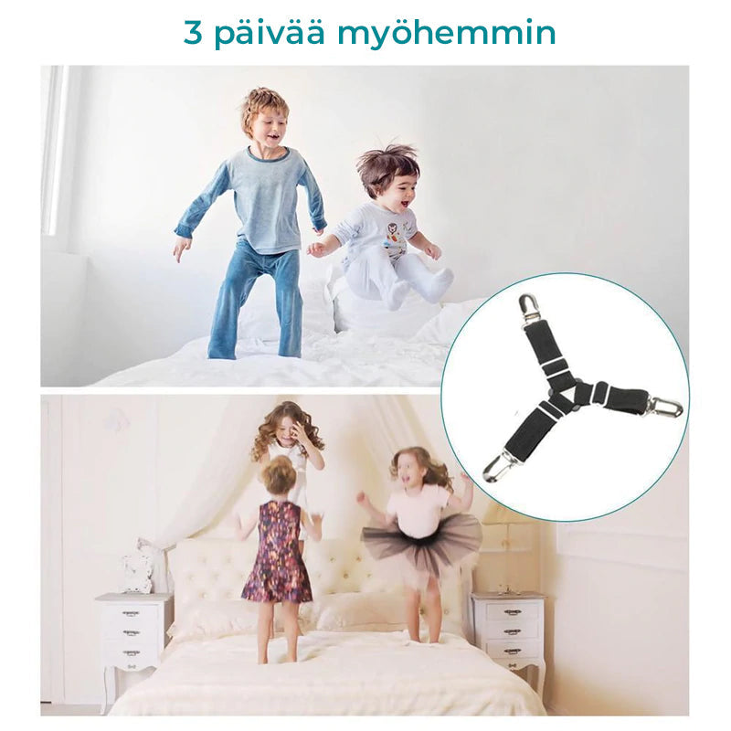 Justerbare trekantede stropper, lagenholdere 8 stk, sort og hvid, stærkt greb, stof på plads, hjem og livsstil.
