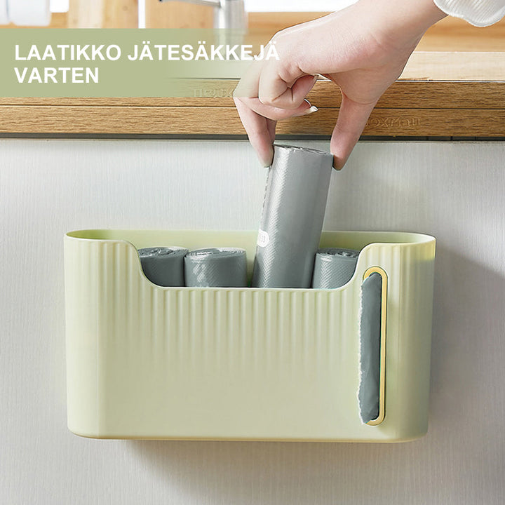 Vægmonteret affaldsposholder i hvid, moderne og holdbart design til hjemmet, nem at montere uden boring