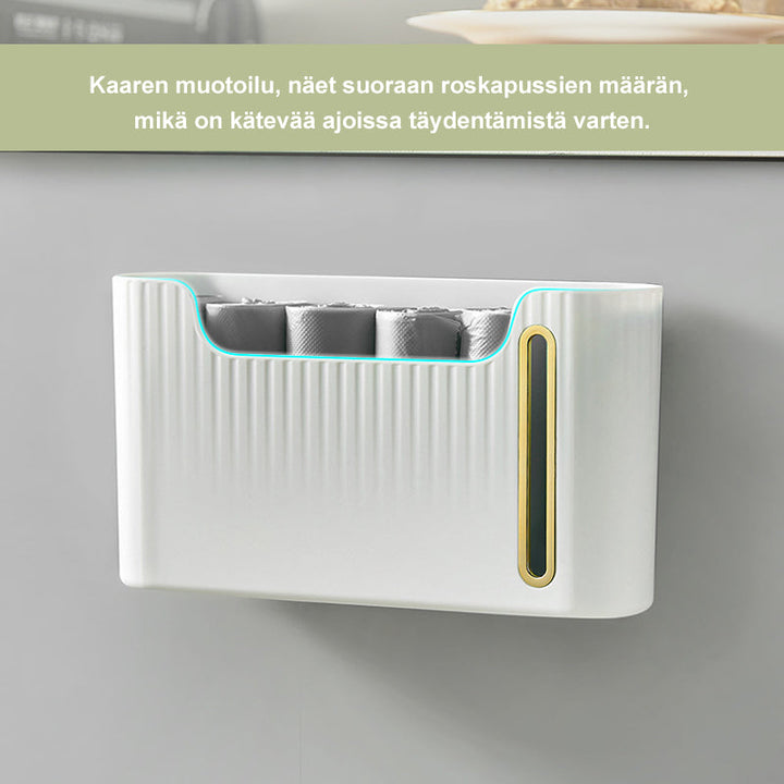 Vægmonteret affaldsposholder i hvid, moderne og holdbart design til hjemmet, nem at montere uden boring