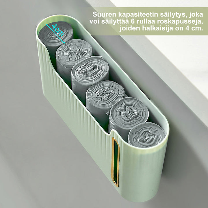 Vægmonteret affaldsposholder i hvid, moderne og holdbart design til hjemmet, nem at montere uden boring