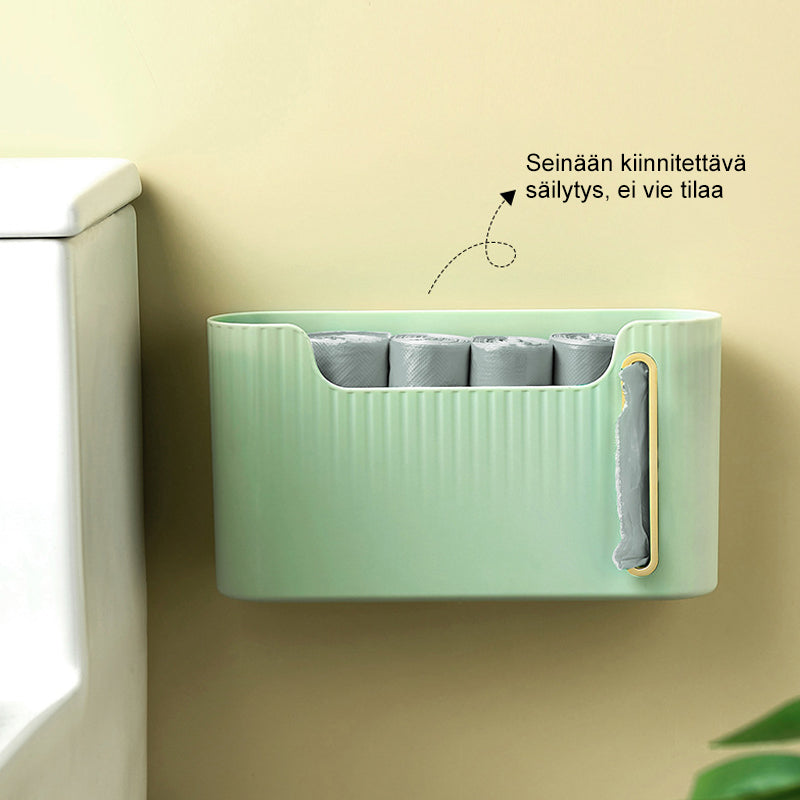 Vægmonteret affaldsposholder i hvid, moderne og holdbart design til hjemmet, nem at montere uden boring