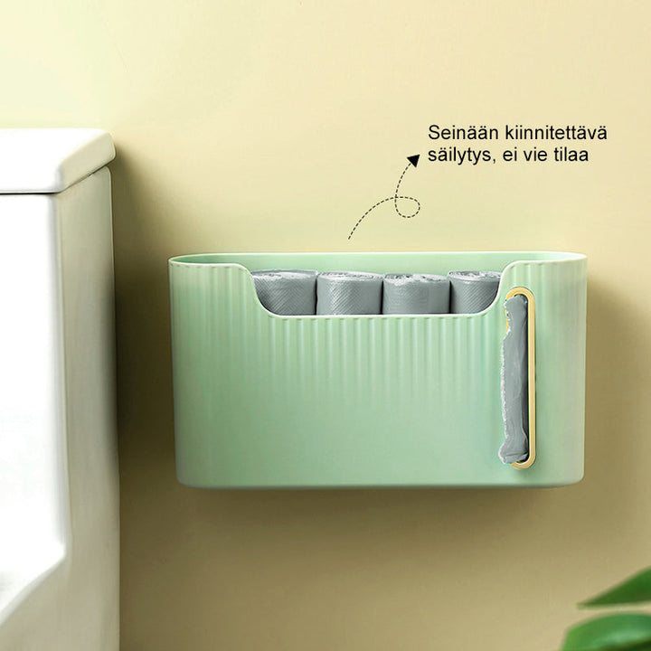 Vægmonteret affaldsposholder i hvid, moderne og holdbart design til hjemmet, nem at montere uden boring