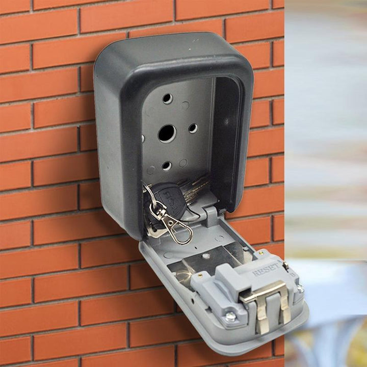 Vægmonteret nøgleboks i aluminium, flerfarvet, rustfri og vandtæt, firecifret kombinationslås.