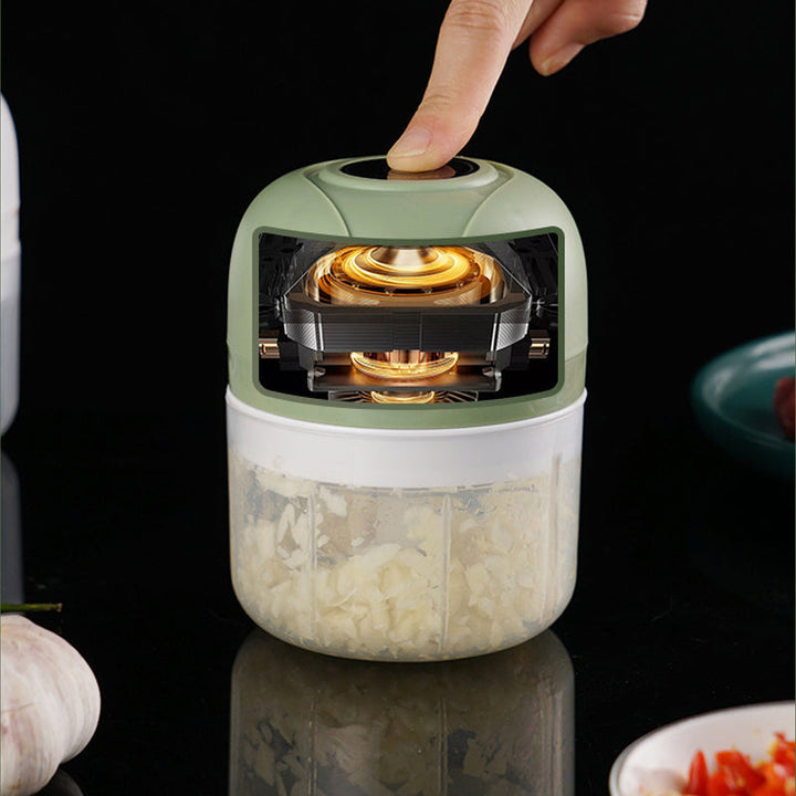 "Sähköinen USB-ladattava valkosipulimylly, minimalistinen muotoilu, valkoinen, ruostumatonta terästä, keittiön sähkölaite"