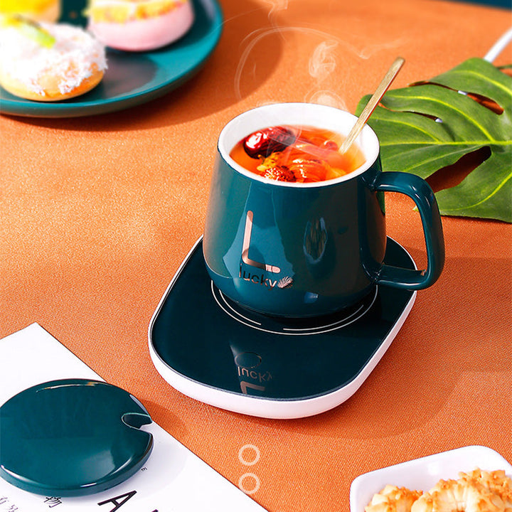 Elektrisk kaffekopvarmer, hvid, elegant design, holder kaffen varm, køkkenudstyr til hjemmet