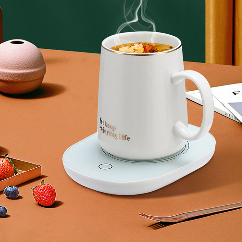 Elektrisk kaffekopvarmer, hvid, elegant design, holder kaffen varm, køkkenudstyr til hjemmet