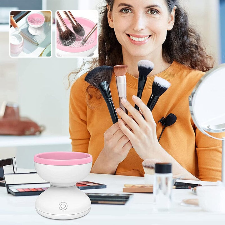 Elektrisk Make-up Børste Rengøringsmaskine, moderne og kompakt design, lilla farve, til badeværelse eller rejser.