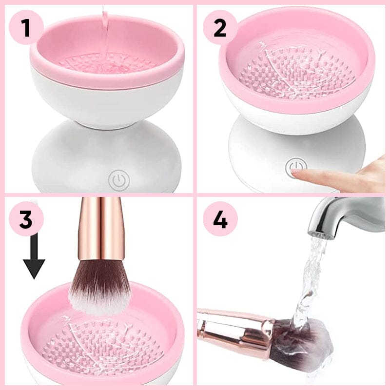 Elektrisk Make-up Børste Rengøringsmaskine, moderne og kompakt design, lilla farve, til badeværelse eller rejser.