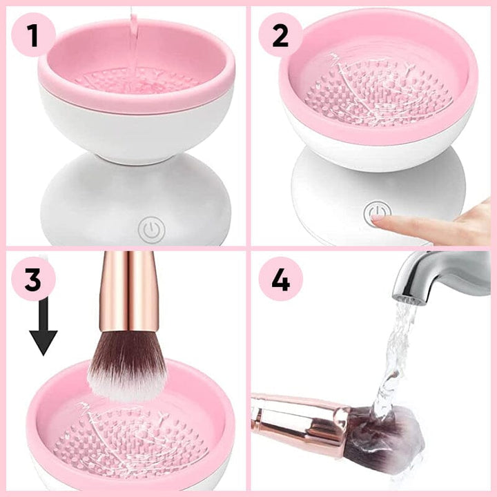 Elektrisk Make-up Børste Rengøringsmaskine, moderne og kompakt design, lilla farve, til badeværelse eller rejser.