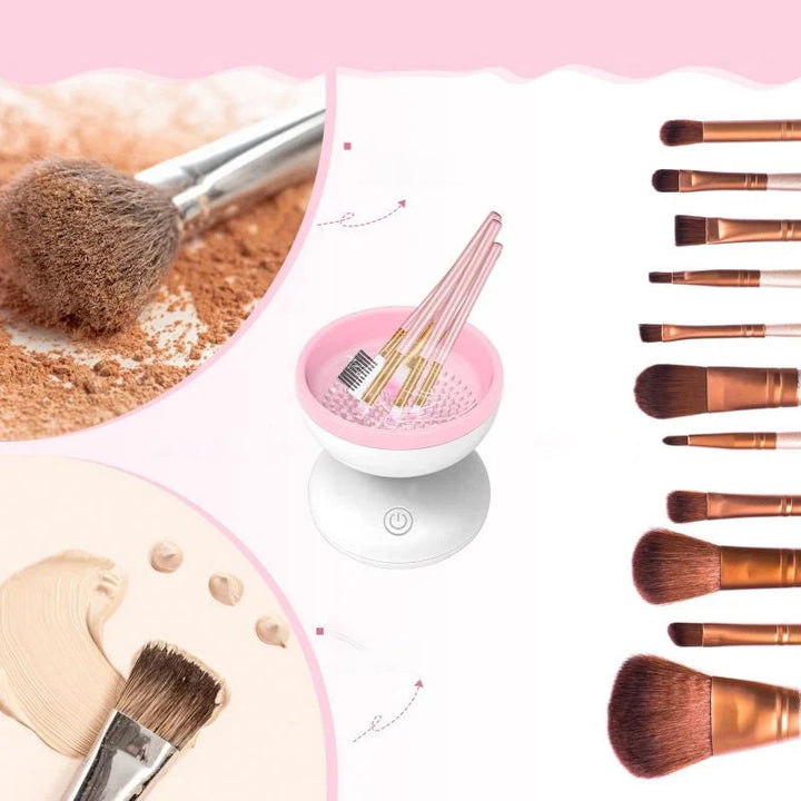 Elektrisk Make-up Børste Rengøringsmaskine, moderne og kompakt design, lilla farve, til badeværelse eller rejser.