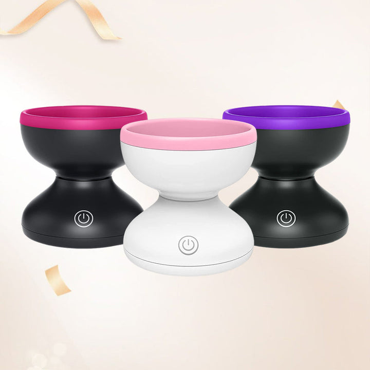 Elektrisk Make-up Børste Rengøringsmaskine, moderne og kompakt design, lilla farve, til badeværelse eller rejser.