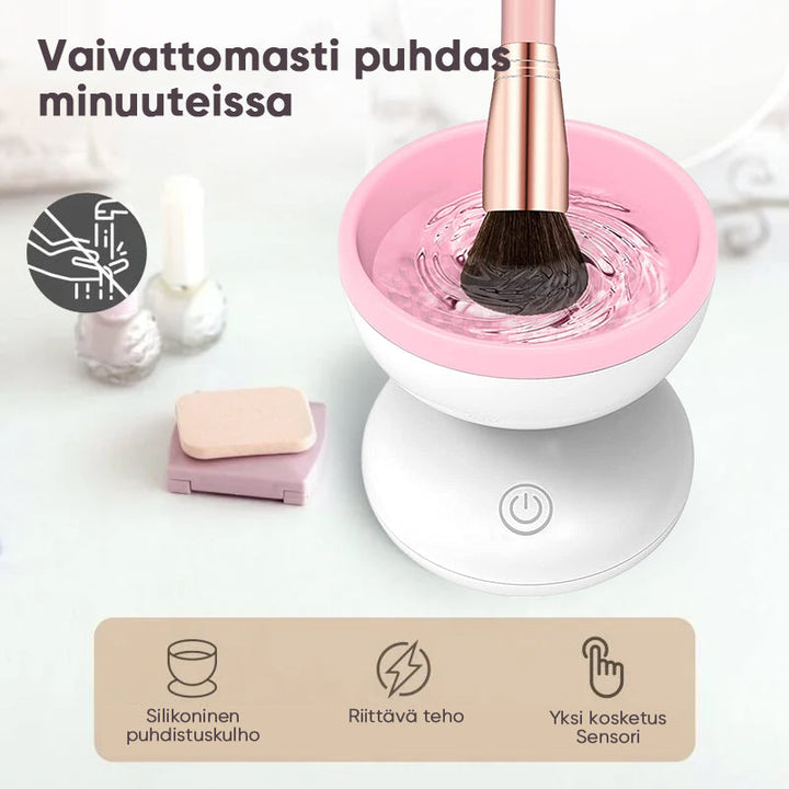 Elektrisk Make-up Børste Rengøringsmaskine, moderne og kompakt design, lilla farve, til badeværelse eller rejser.