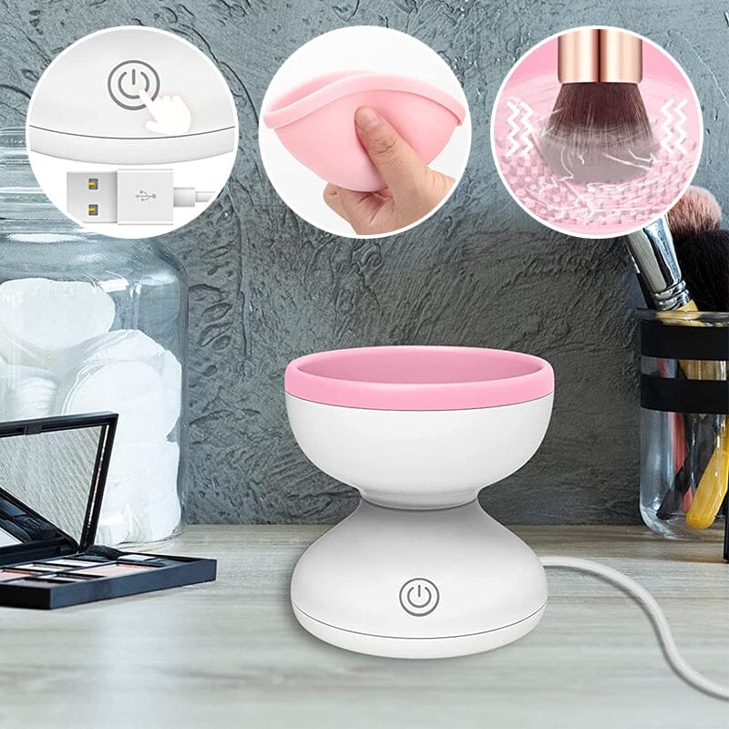 Elektrisk Make-up Børste Rengøringsmaskine, moderne og kompakt design, lilla farve, til badeværelse eller rejser.