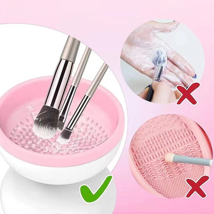 Elektrisk Make-up Børste Rengøringsmaskine, moderne og kompakt design, lilla farve, til badeværelse eller rejser.
