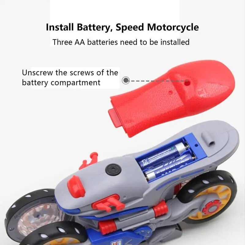 Børnenes elektriske motorcykel med lys og musik, farverige LED-lys, innovativt legetøj, holdbart ABS-plast.