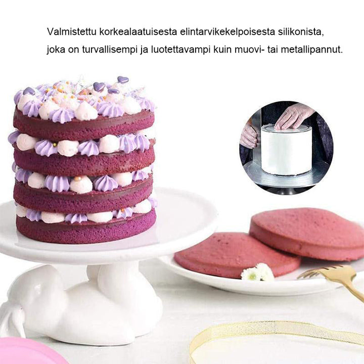 Silikone Bake Pro lagkageform, rund form, pink. Velegnet til farverige regnbuekager.