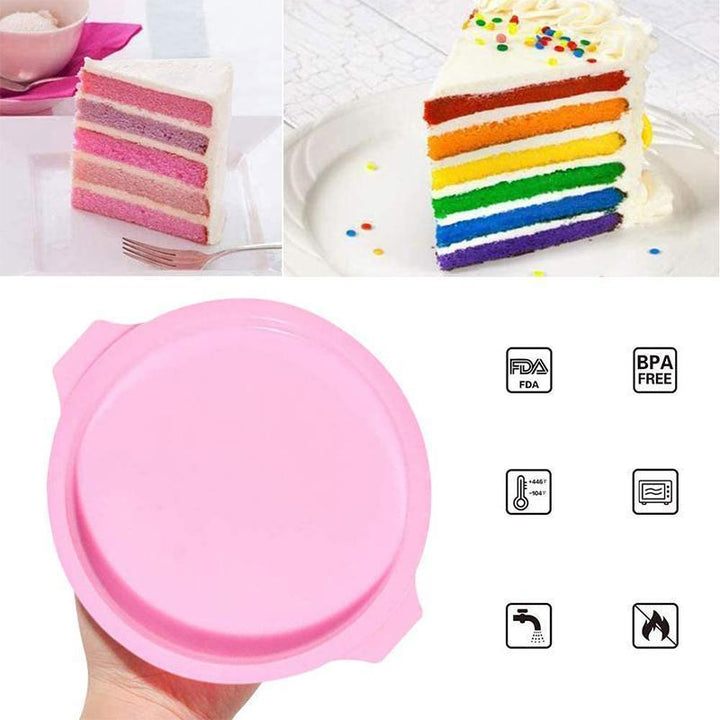Silikone Bake Pro lagkageform, rund form, pink. Velegnet til farverige regnbuekager.