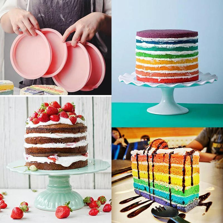Silikone Bake Pro lagkageform, rund form, pink. Velegnet til farverige regnbuekager.