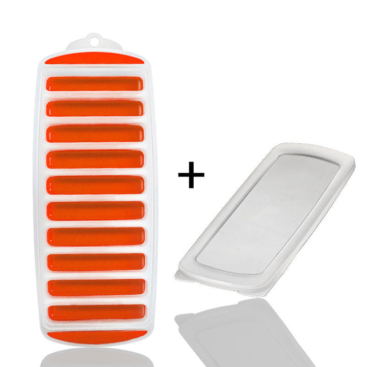 Silikone isterningebakke multifarve, lang form, livlige farver orange, blå, grøn, passer til vandflasker, til hjemmet
