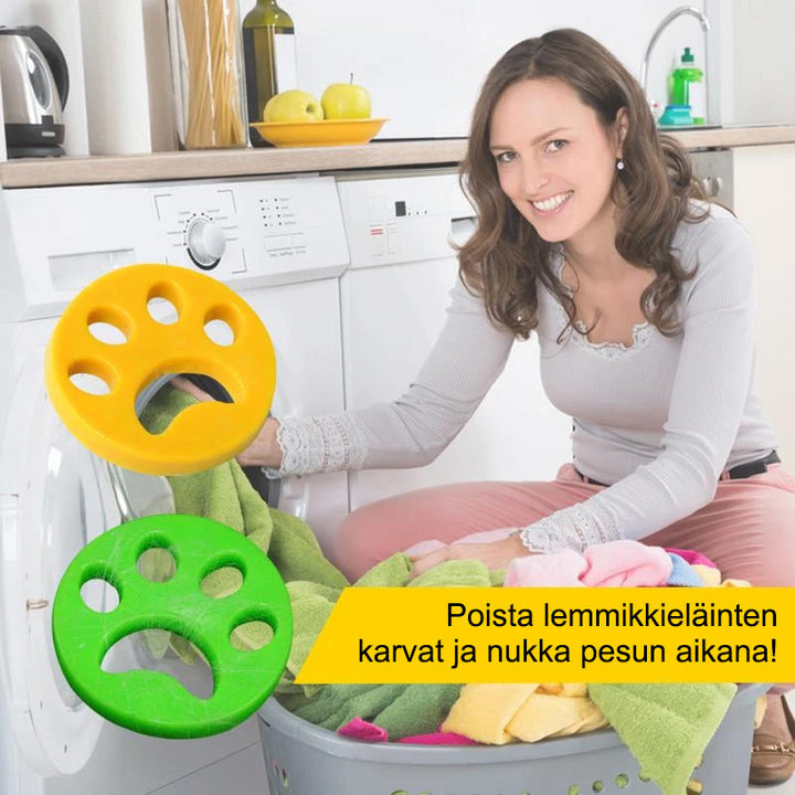 Silikoninen, pehmeä eläinkarvojen siepparitassu pesukoneeseen, poistaa karvat tehokkaasti, uudelleenkäytettävä.