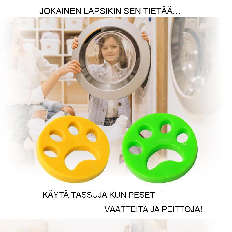 Silikoninen, pehmeä eläinkarvojen siepparitassu pesukoneeseen, poistaa karvat tehokkaasti, uudelleenkäytettävä.