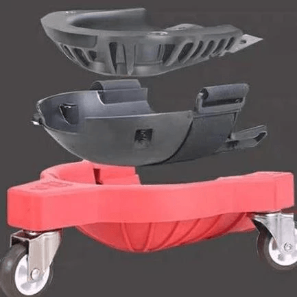 Knæbeskyttere med hjul til mænd, sorte, roterende trehjulet base giver 360° bevægelse.