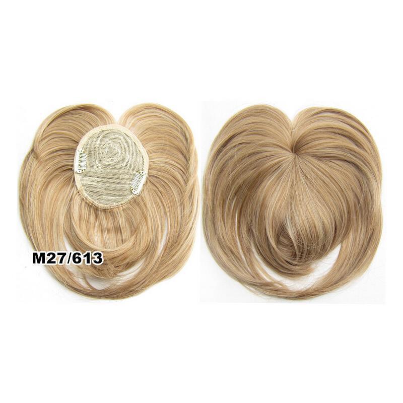 Silke hårforlængelse med clips til kvinder, naturligt udseende, midterlængde 10 cm, sidelængde 22 cm, let og problemfri