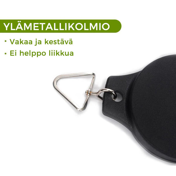 Indtrækkelig havekrog, sort nylonreb, dobbelte pakke, holdbar og æstetisk ophængningsløsning.