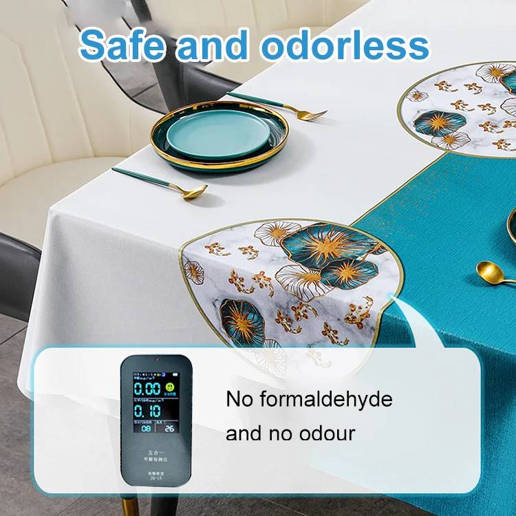 Soikea ylellinen pvc pöytäliina, elegantti muotoilu, saatavilla eri väreissä, suojaa pöytää tahroilta ja roiskeilta.