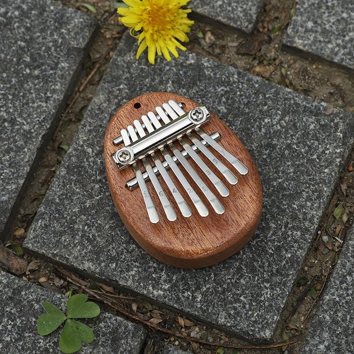 Mini peukalopiano, kompakti ja tyylikäs soitin, joka tuo iloa sorminäppäilyyn. Mahonkinen kotelo ja metallihampaat.