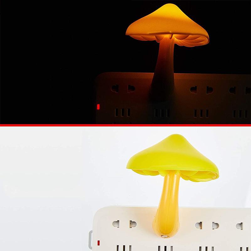 Sød gul svamp-natlampe, blødt LED-lys, stemningsfuld og energieffektiv dekoration til rummet.
