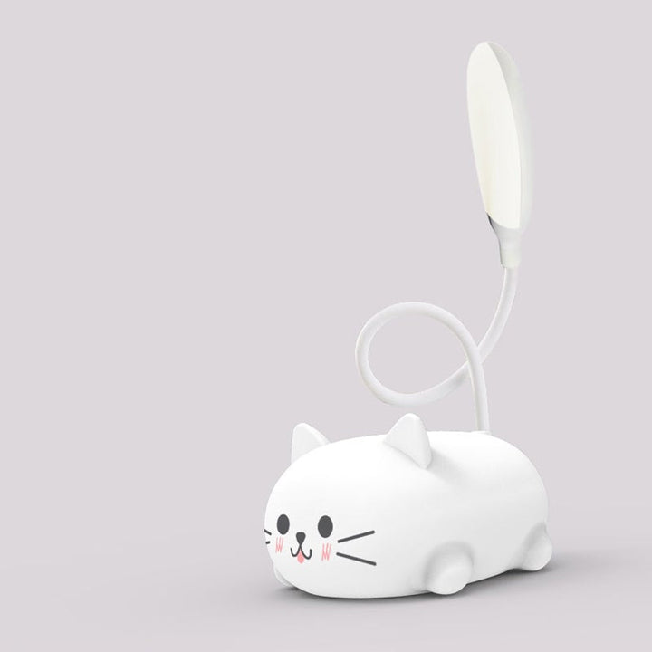 Sød USB bordlampe med katteform, pink, kompakt og genopladelig dekorationslampe til børn og stue.