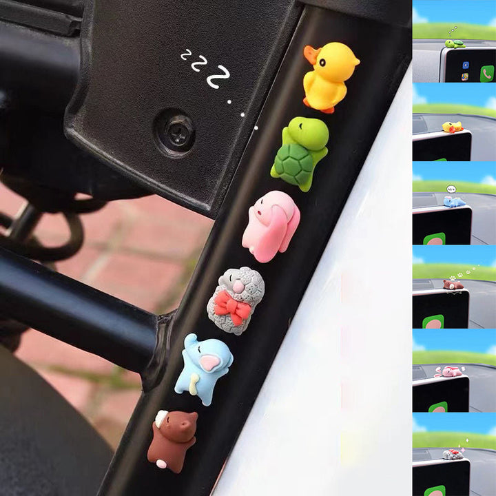 Søde hartspynt til bilen: Håndlavede dyrefigurer som skildpadde og and pifter instrumentbrættet eller hjemmet op.