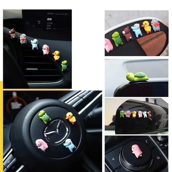 Søde hartspynt til bilen: Håndlavede dyrefigurer som skildpadde og and pifter instrumentbrættet eller hjemmet op.