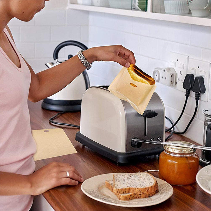 Kønsneutral non-stick brødristerpose i køkkenet, varmebestandig, teflonbelagt, nem at rengøre, brun farve