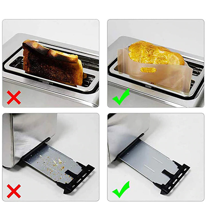 Kønsneutral non-stick brødristerpose i køkkenet, varmebestandig, teflonbelagt, nem at rengøre, brun farve
